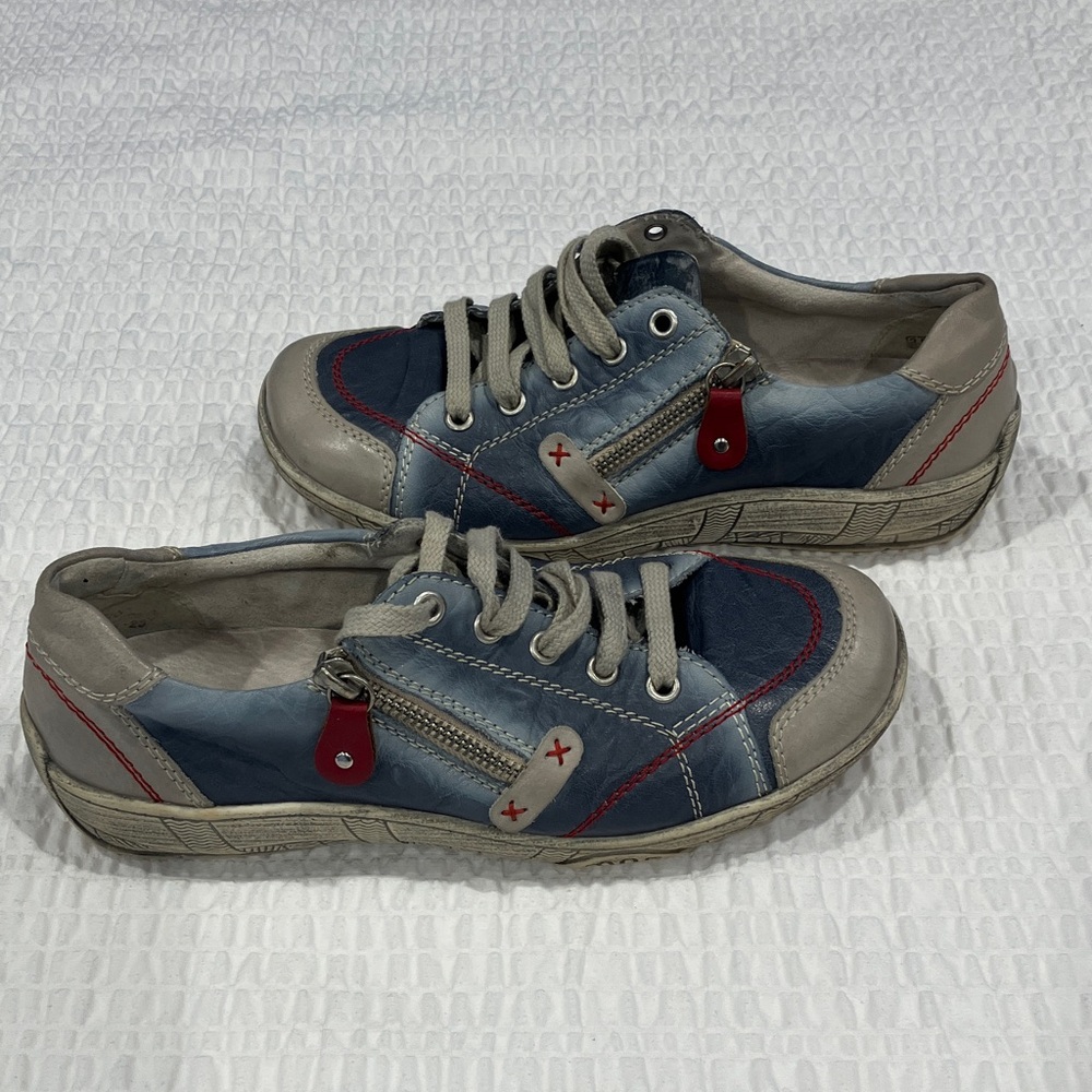 Remonte Light Blue and Gray Leather Shoes